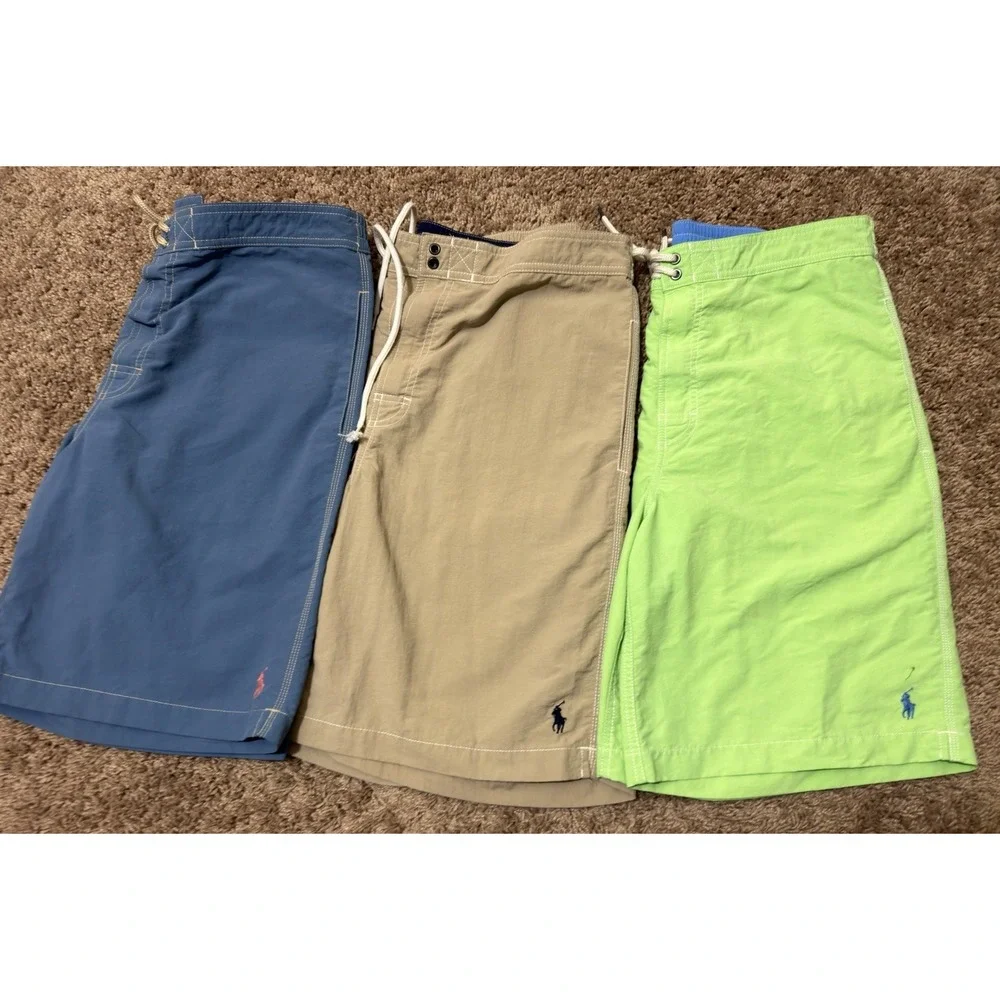 3 Vintage Polo RL Swim Trunks Men's Size Medium  Board Shorts M (lining Cut N 1)